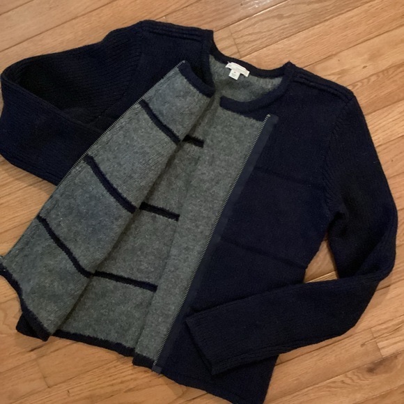 NEW GAP DOUBLE LAYER THICK KNIT MOTO SWEATER JACKET - ASYMMETRICAL METAL ZIPPER - Picture 2 of 11